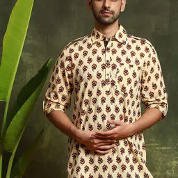 AKS Ethnic Motifs Printed Pure Cotton Straight Short Kurta-40
