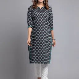 SUTI Ethnic Motifs Printed Notched Neck Cotton Kurta-10