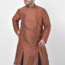 DEYANN PLUS Plus Size Men Copper-Toned Ethnic Motifs Printed Kurta-picture-39