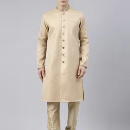 TheEthnic.Co Woven Design Mandarin Collar Kurta-picture-23