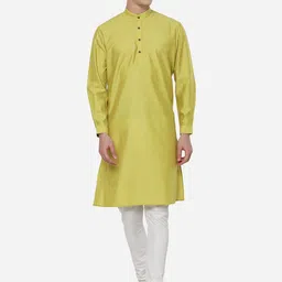 JADE BLUE Men Green Thread Work Kurta-picture-45