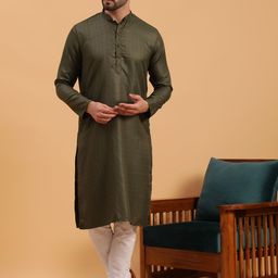 NAMASKAR Ethnic Motif Woven Design Mandarin Collar Pure Cotton Kurta-picture-25