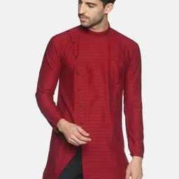 SHOWOFF Men Red Mandarin Collar Kurta-picture-24