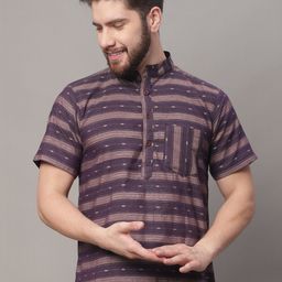 Enchanted Drapes Striped Mandarin Collar Pure Cotton Kurta-image-24
