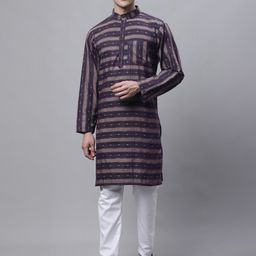 Enchanted Drapes Striped Mandarin Collar Pure Cotton Kurta-image-65