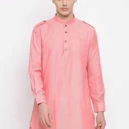 VASTRAMAY Men Red Thread Work Kurta-12