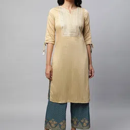 AURELIA Geometric Yoke Design Sequinned Kurta-52