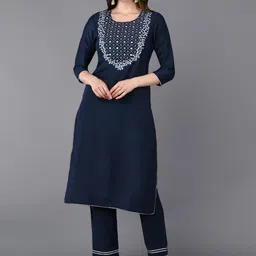 KALINI Ethnic Motifs Yoke Design Thread Work Straight Kurta-picture-46