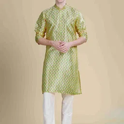 Anouk Geometric Woven Design Mandarin Collar Straight Kurta-picture-26