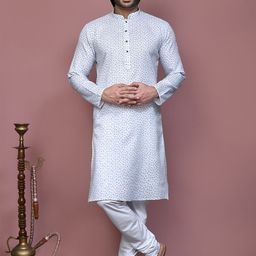RANAK Men Geometric Thread Work Kurta-picture-7