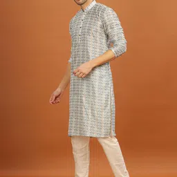 Anouk Geometric Printed Mandarin Collar Cotton Silk Straight Kurta-image-37