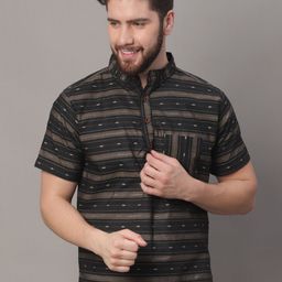 Enchanted Drapes Striped Mandarin Collar Pure Cotton Kurta-image-89