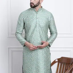 SOJANYA Floral Embroidered Mandarin Collar Straight Kurta-picture-9