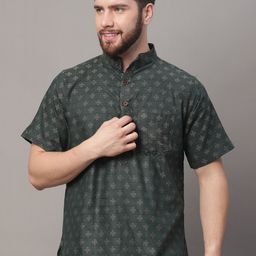 Enchanted Drapes Woven Design Mandarin Collar Pure Cotton Kurta-image-22