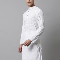 Jompers Embroidered Mandarin Collar Cotton Kurta-image-83