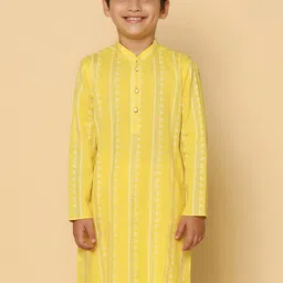 KISAH Boys Striped Pure Cotton Straight Kurta-39