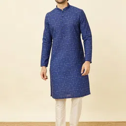 Manyavar Geometric Printed Pure Cotton Straight Kurta-image-89