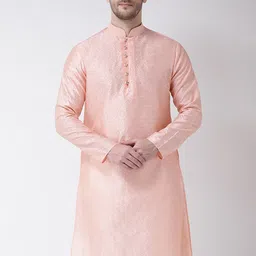 SG LEMAN Men Peach-Coloured Jacquard Kurta-picture-43