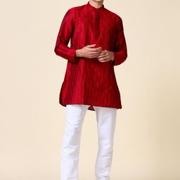 TATTVA Woven Design Mandarin Collar Straight Kurta-picture-19
