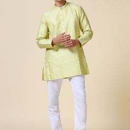 TATTVA Ethnic Motifs Woven Design Mandarin Collar Zari Straight Short Kurta-image-18