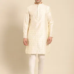 Amodh by Kisah Men Cream Embroidered  Kurta-51