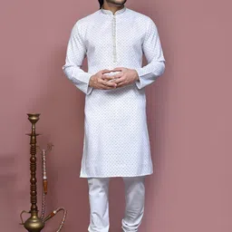 RANAK Men Geometric Chikankari Kurta-picture-15