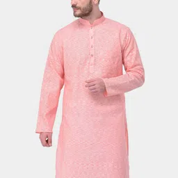 SG LEMAN Men Peach-Coloured Printed Kurta-picture-30