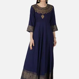 SkyaSia Ethnic Motifs Printed Maxi Ethnic Dress With Dupatta-image-22
