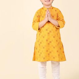 Fabindia Boys Geometric Printed Band Collar Cotton Kurta-30