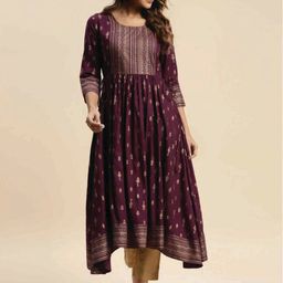 Rangita Ethnic Motifs Printed Gotta Patti Calf Length Anarkali Kurta-0