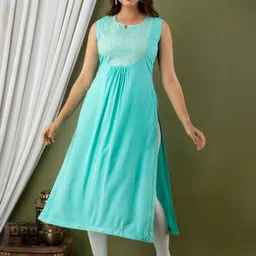 NISHABD Ethnic Motifs Embroidered Thread Work Empire Kurta-image-26