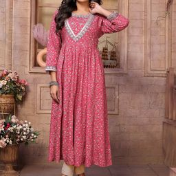 Rangita Floral Embroidered Round Neck Thread Work Anarkali Kurta-57