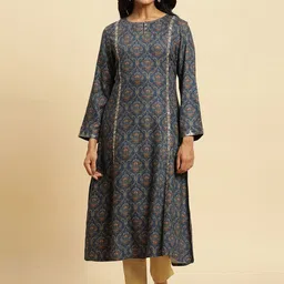 W Floral Printed A Line Kurta-image-89