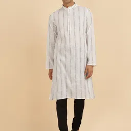 Fabindia Striped Mandarin Collar Cotton Straight Kurta-12