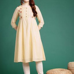 Suha Women Embroidered Flared Sleeves Thread Work Anarkali Kurta-image-28