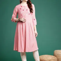 Suha Floral Embroidered Round Neck Anarkali Kurta-image-56