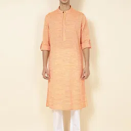 Fabindia Striped Cuffed Sleeves Cotton Kurta-image-47