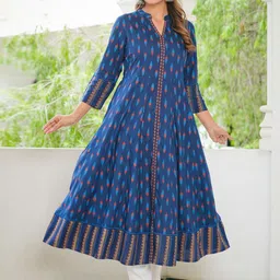 YASH GALLERY Ethnic Motifs Ikat Printed Anarkali Kurta-picture-9