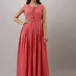 KIMAYRA Women Peach-Coloured Anarkali Kurta-image-19