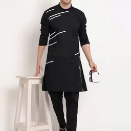 MIDAV Striped Mandarin Collar Long Sleeves Cotton Straight Kurta-picture-19
