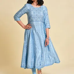 W Geometric Printed Sequins Anarkali Kurta-18