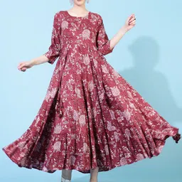 GULMOHAR JAIPUR Floral Printed Fit & Flare Midi Dress-image-59