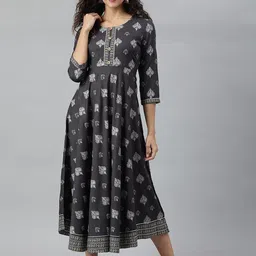 KALINI Women Grey Ethnic Motifs Printed Anarkali Kurta-picture-44