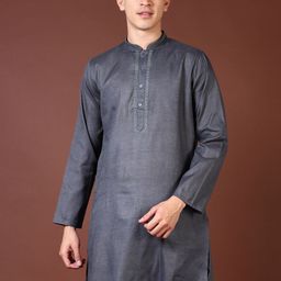 V-Mart Mandarin Collar Regular Thread Work Machine Weave Straight Kurta-image-71