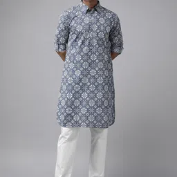 See Designs Ethnic Motifs Printed Cotton Pathani Kurta-image-63