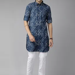 See Designs Printed Cotton Pathani Kurta-image-15