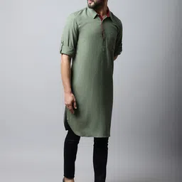 even Men Green Pathani Kurta-picture-47