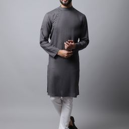 even Men Grey Pathani Kurta-37