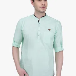 Kuons Avenue Mandarin Collar Pastels Linen Cotton Straight Short Kurta-40