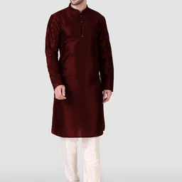 Koshin Mandarin Collar Jacquard Straight Silk Kurta-image-40